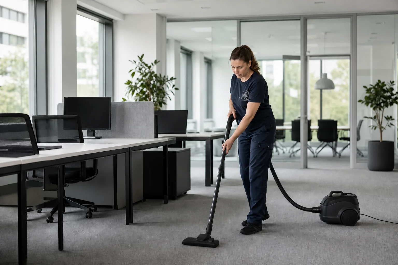 Illustrative Darstellung: Professionelle Büroreinigung in einem Gewerbeobjekt in Hildesheim